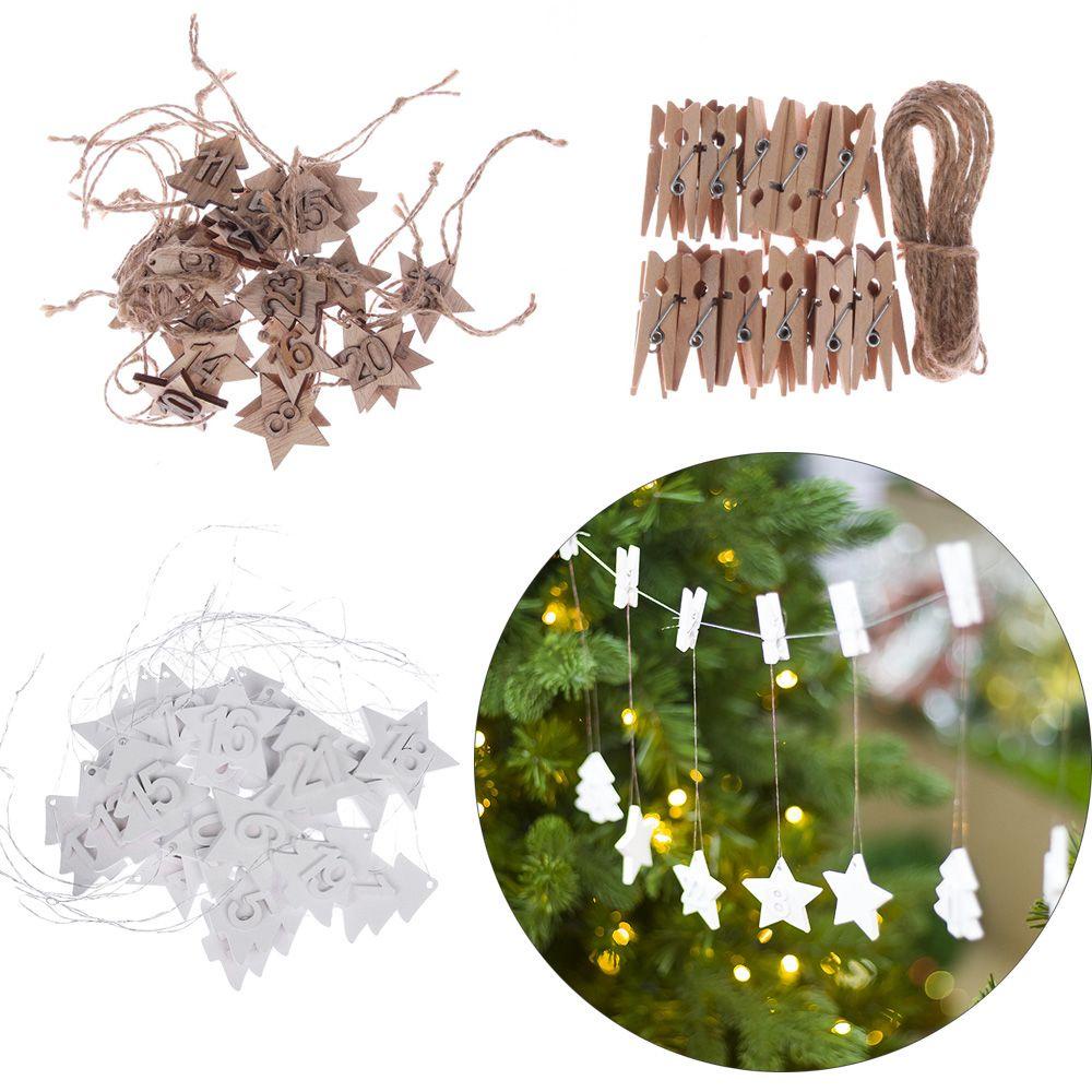 Set 24 Kẹp Gỗ Hình Số Dùng Trang Trí Gói Bánh Quy Giáng Sinh