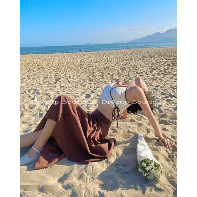 Set áo muslin Hạ Hi + chân váy linen