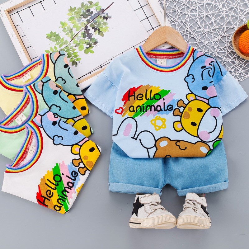 Set áo thun bé trai áo cotton trẻ em họa tiết kèm quần đùi cho bé trai từ 1 - 4 tuổi MINTSCLOSET Mint's Closet - s1214