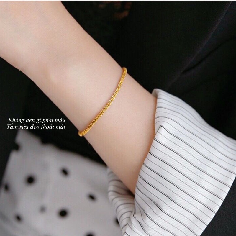 Vòng tay nữ 100% TITAN NGUYÊN CHẤT lắc tay vàng 18K KHÔNG GỈ kiểu dáng đơn giản thanh lịch phong cách thời trang hàn quốc