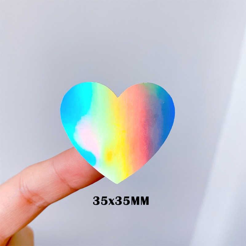 100 Cái / gói Nhãn Dán Tùy Chỉnh Hình Trái Tim Giấy Laser Niêm Phong Dán Thêu Sò Miếng Dán Envelop Trang Trí Nhãn Tùy Chỉnh