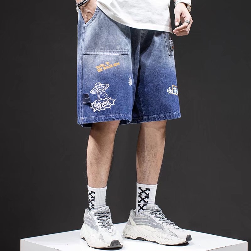 Quần short jeans Nam Phong Cách Hip Hop Size M-3XL