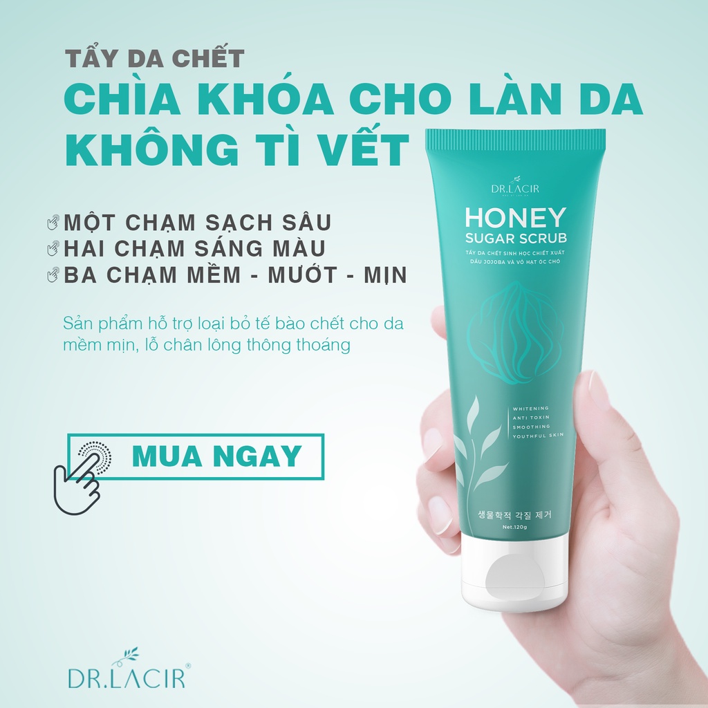 Mini Tẩy Da Chết Sinh Học DrLacir mini 20gram,giảm bít tắc gây mụn,làm sáng da