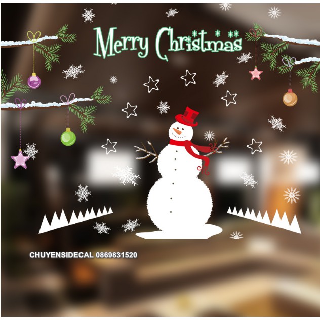 Decal trang trí tường Noel - Người Tuyết Khổng Lồ