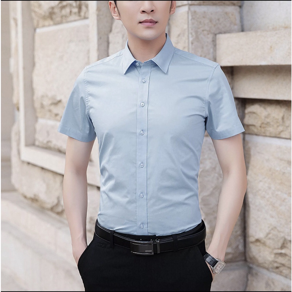 Bộ sưu tập áo sơ mi ngắn tay Nam Hàn Quốc chất đẹp cotton lụa chống nhăn