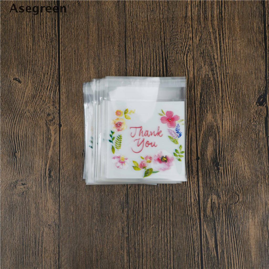 Set 100 Túi Nhựa Đựng Bánh Kẹo In Chữ Thank You 3 Kích Thước