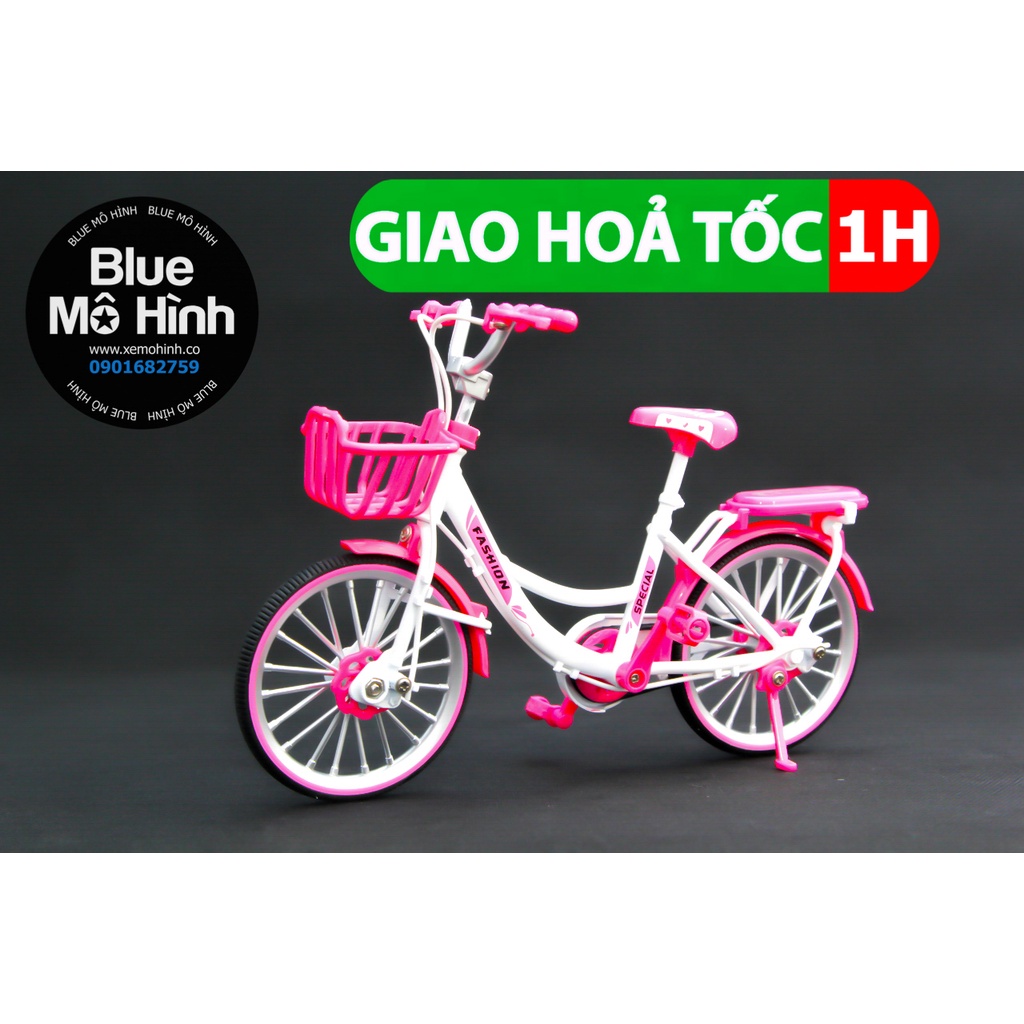 Xe mô hình xe đạp hồng siêu xinh bằng kim loại 1:8
