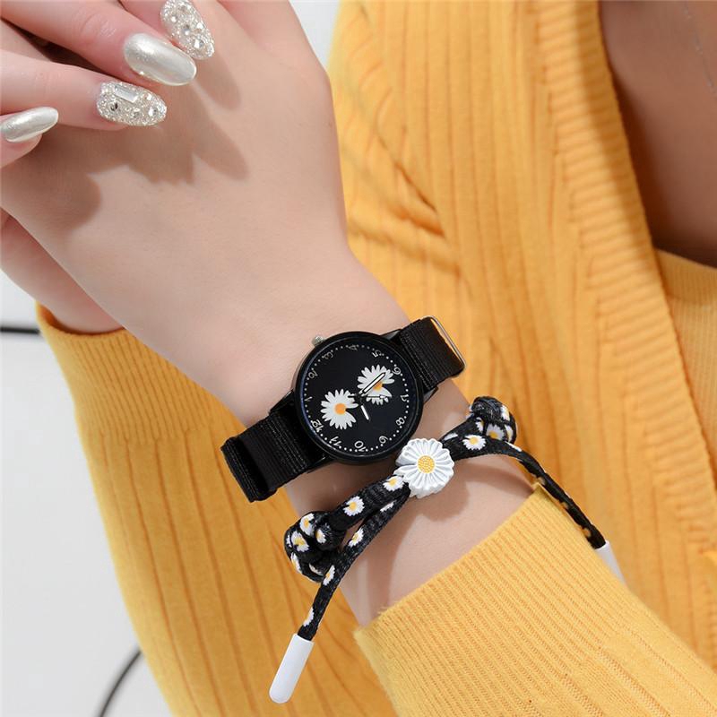 Kegllect Đồng hồ đeo tay  bộ máy thạch anh họa tiết hoa cúc nhỏ thời trang dành cho nữ