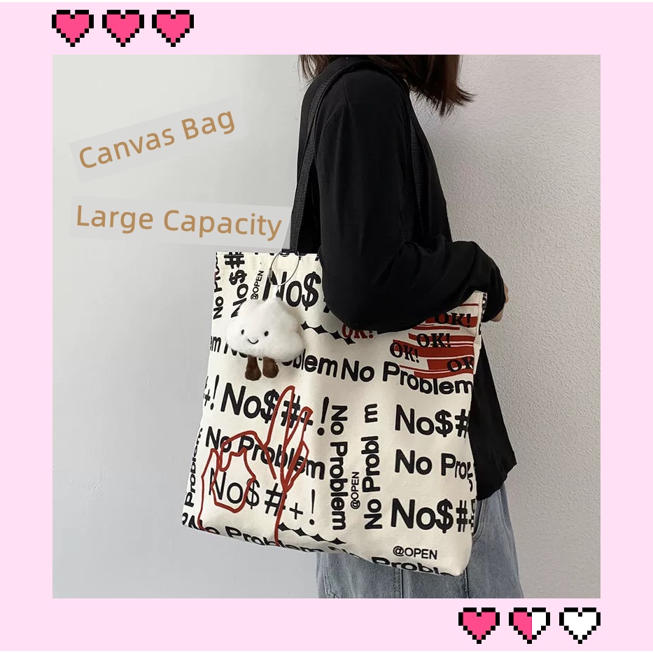 Túi Xách Canvas Sức Chứa Lớn Có Thể Tái Sử Dụng Tiện Lợi