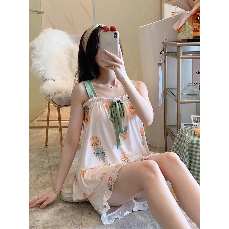 Bộ mặc nhà 2 dây - chất liệu thun sữa mềm - thời trang mới ( mã BC-06 )