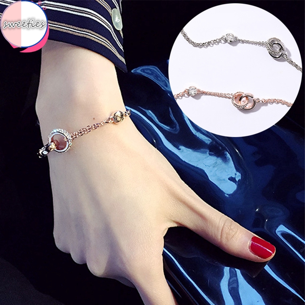 Vòng Tay Hợp Kim Đính Đá Phong Cách Hàn Quốc Cho Nữ