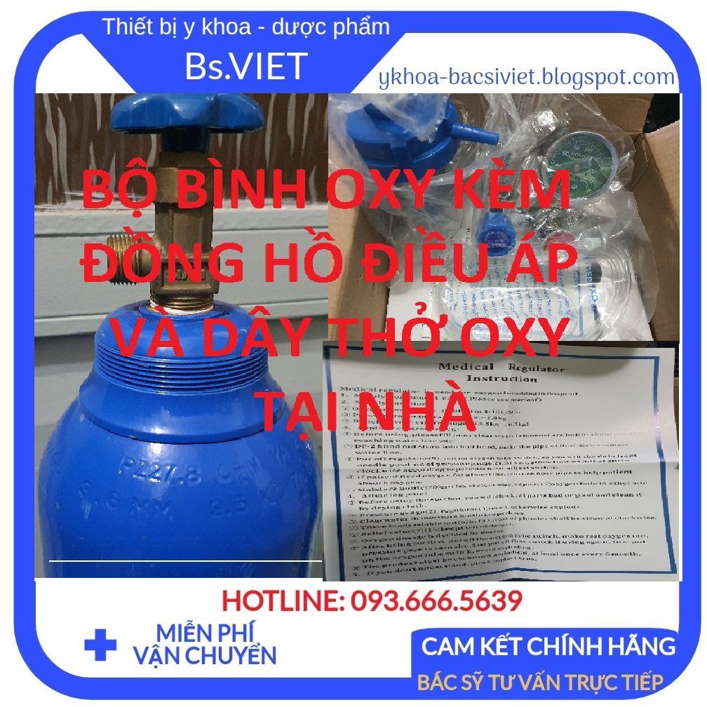 BỘ BÌNH OXY THỞ 9 lít  KÈM ĐỒNG HỒ DÂY THỞ- Cung cấp khí oxy sạch cho người già, bệnh nhân cần thở oxy tại nhà an toàn