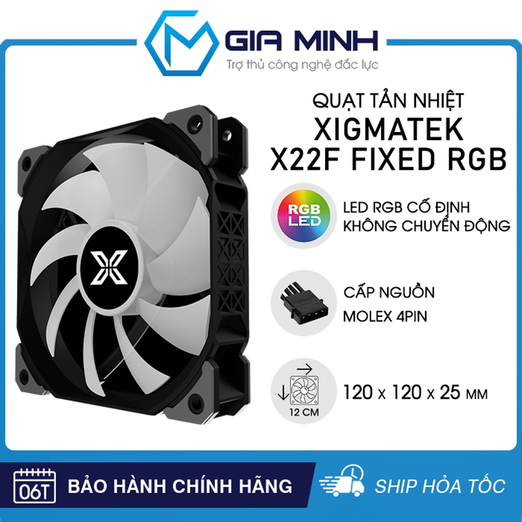 Quạt Tản Nhiệt Xigmatek X22F Led RGB Fixed - Fan Case 12cm - Chính Hãng Bảo Hành 6 Tháng