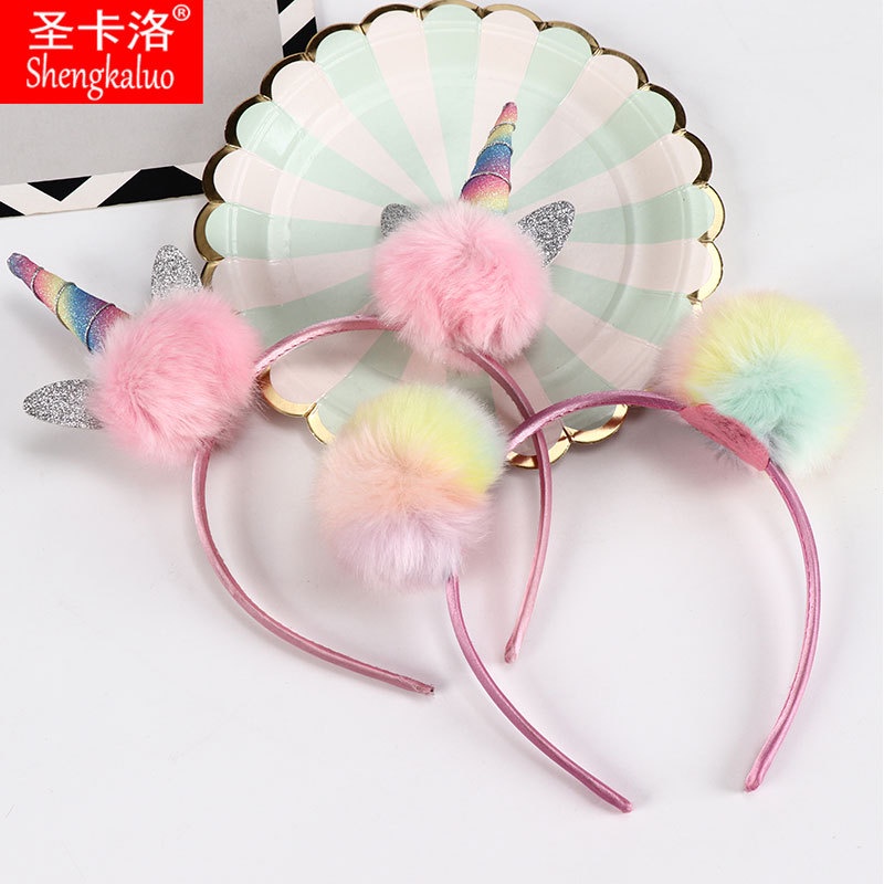 Băng đô hình sừng kỳ lân màu sắc ngọt ngào dùng làm phụ kiện chụp ảnh / trang trí tiệc halloween