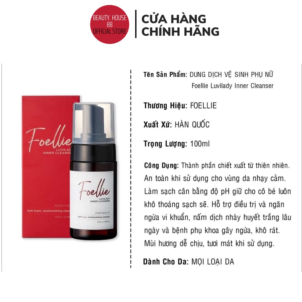 DUNG DỊCH VỆ SINH PHỤ NỮ FOELLIE LUVILADY INNER CLEANSER