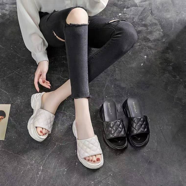 Thời trang mùa hè dép sandal nữ，dep nữ，dép bánh mì Dép Quai Ngang Bằng Da Thật Đế Dày Thời Trang Mùa Hè Dễ Phối Đồ