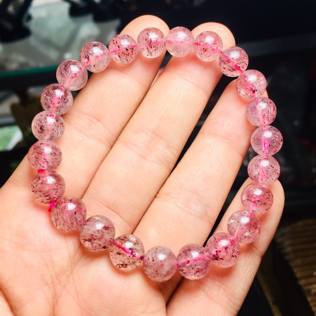 VÒNG TAY THACH ANH DÂU ĐỎ ( ƯU LINH 8li) STRAWBERRY QUARTZ