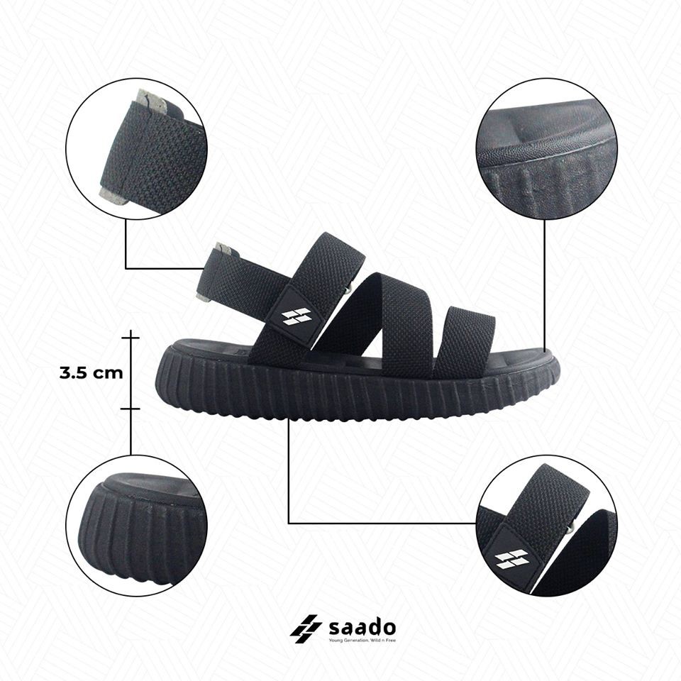 [CHÍNH HÃNG] SANDAL SAADO | YZ04 – Yezi Black Hole – Màu Đen Basic | Giày Sandal Đế Xuồng Nam Nữ Cao Cấp