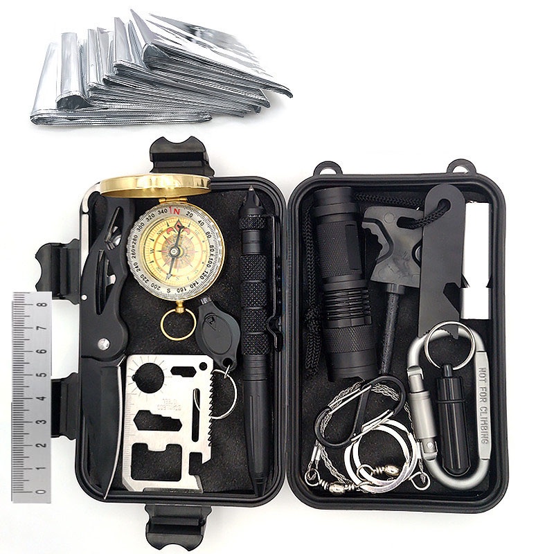Bộ Sinh Tồn Cao Cấp - Hộp Dụng Cụ Sinh Tồn 12 Món Phụ Kiện Phượt Thủ Đa Năng Đi Du Lịch