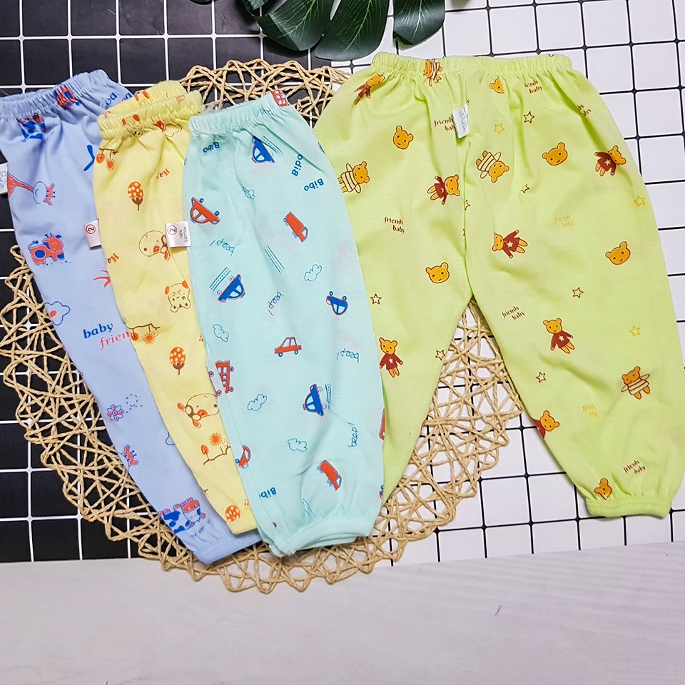 Quần Dài Sơ Sinh Cho Bé Cotton In Họa Tiết Đáng Yêu