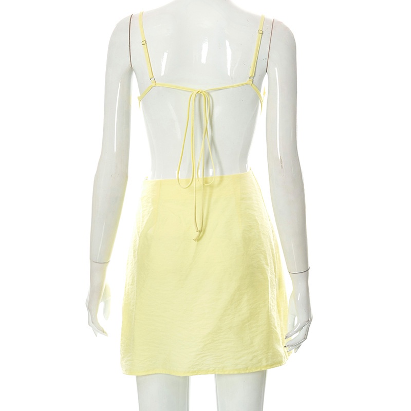 DUNEA Đầm hai dây màu trơn thiết kế độc lạ thời trang cho nữ