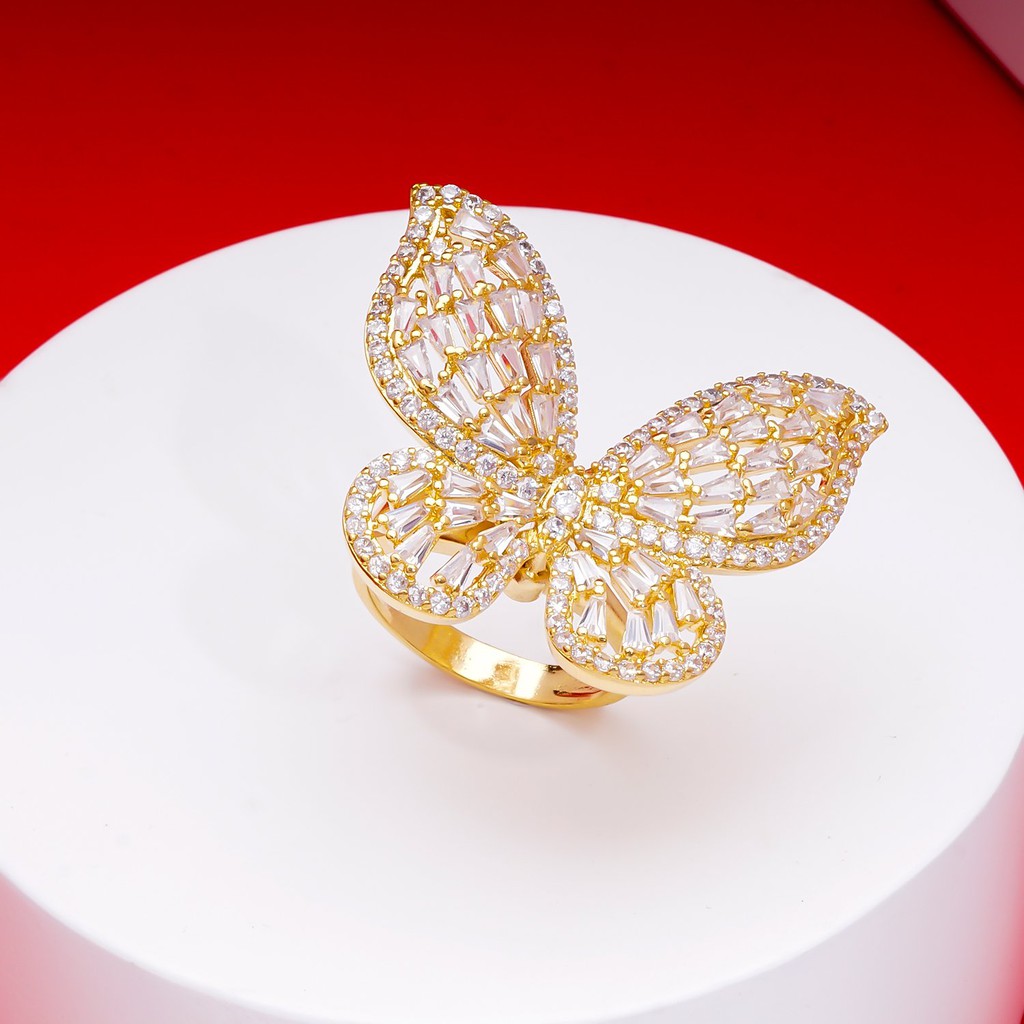 Nhẫn nữ UHA mạ vàng 18K đính đá CZ N327
