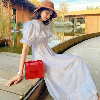 [sẵn hình thật] SALE_LỄ ĐẦM MAXI TRẮNG PHỐI REN VÁY TIỆC CÔNG CHÚA STYLE THỔ CẨM BOHO TIỂU THƯ