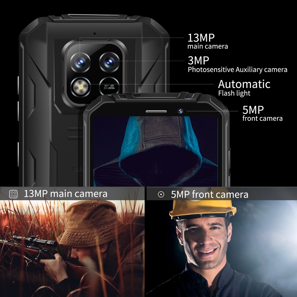 OUKITEL WP18（5.93" HD + / 12500mAh / IP68 và IP69K / 7GB + 32GB / 1TB / Helio A22 / 18W sạc nhanh 4G thẻ kép / Face ID / OTG / GPS）Điện thoại chống thấm nước mạnh mẽ