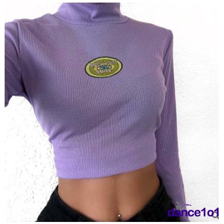 Áo dài tay form ôm màu trơn thời trang nữ