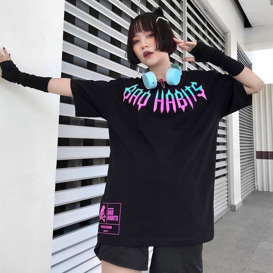 Áo Thun Nam Nữ Bad_Habits Tay Lỡ Form Rộng