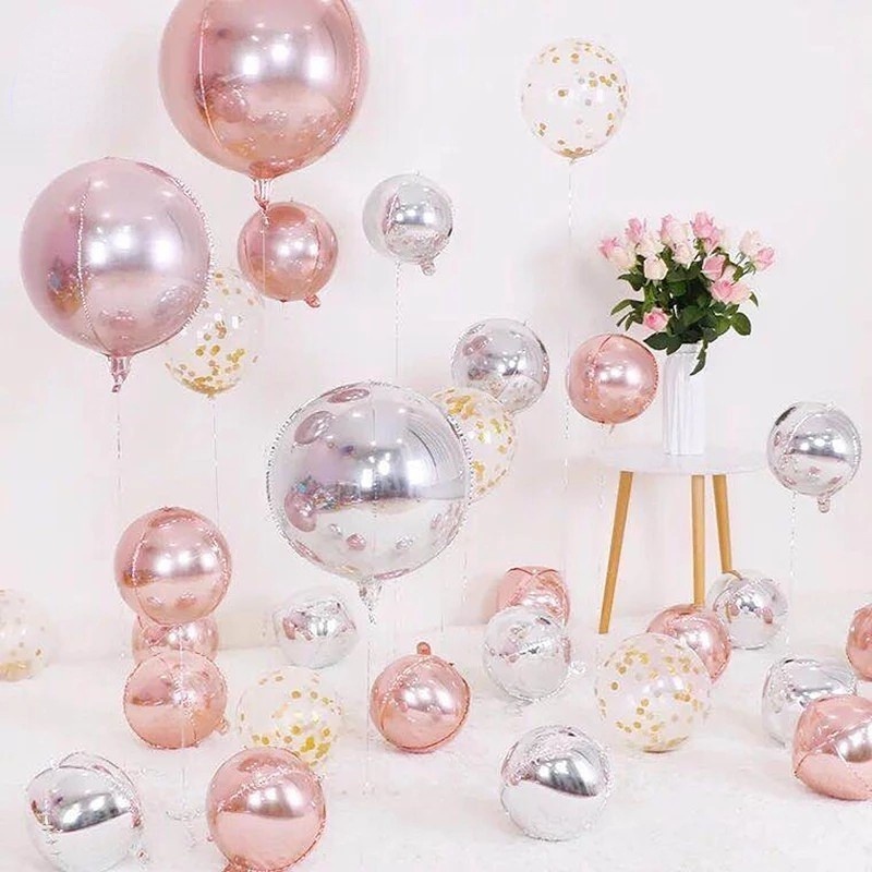 Bong Bóng Lõi Nhôm Hình Tròn 4D 22 Inch Trang Trí Tiệc Sinh Nhật/Tiệc Cưới