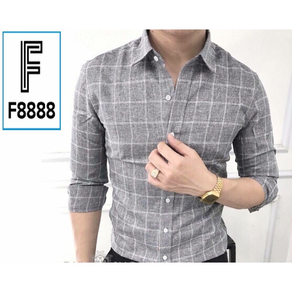 Áo sơ mi nam dài tay áo kiểu Đẹp công sở hàn quốc loại Kẻ Đũi đẹp F8888 | BigBuy360 - bigbuy360.vn