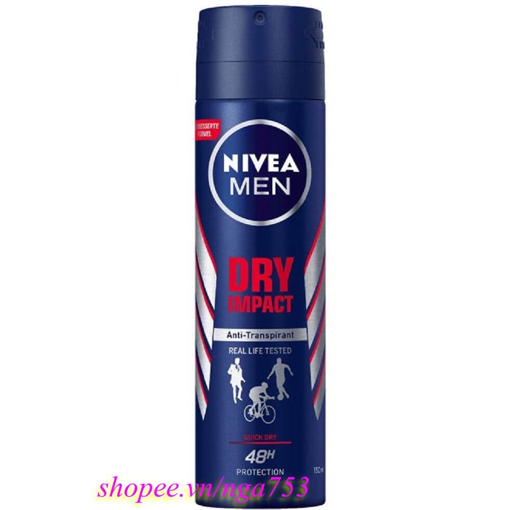 Xịt Ngăn Mùi Nam Nivea 150ml Dry 100% chính hãng. shop 99K cung cấp và bảo trợ.