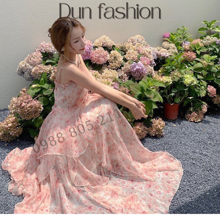 Váy đi biển đầm maxi 2 dây, đầm maxi đi biển váy 2 dây hoa nhí chất liệu voan mềm mại bo chun phần eo siêu tôn dáng | BigBuy360 - bigbuy360.vn