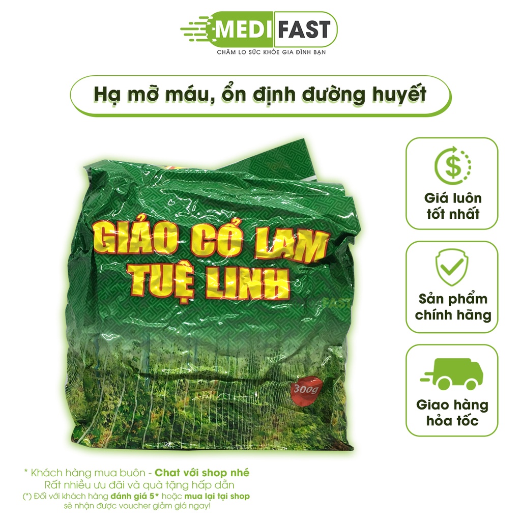 Trà Giảo Cổ Lam Tuệ Linh - Giúp giảm mỡ máu, hạ cholesterol, huyết áp cao - Túi 300g chè khô