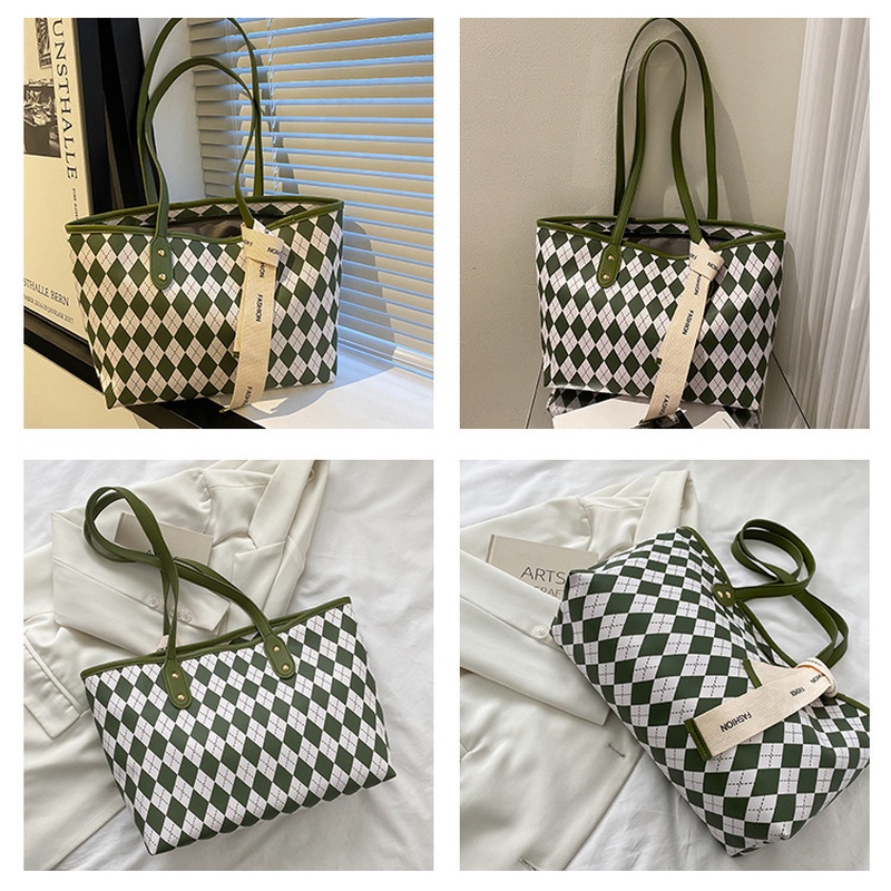 Túi Đeo Vai NB00253 Sức Chứa Lớn Họa Tiết Hình Thoi Đơn Giản