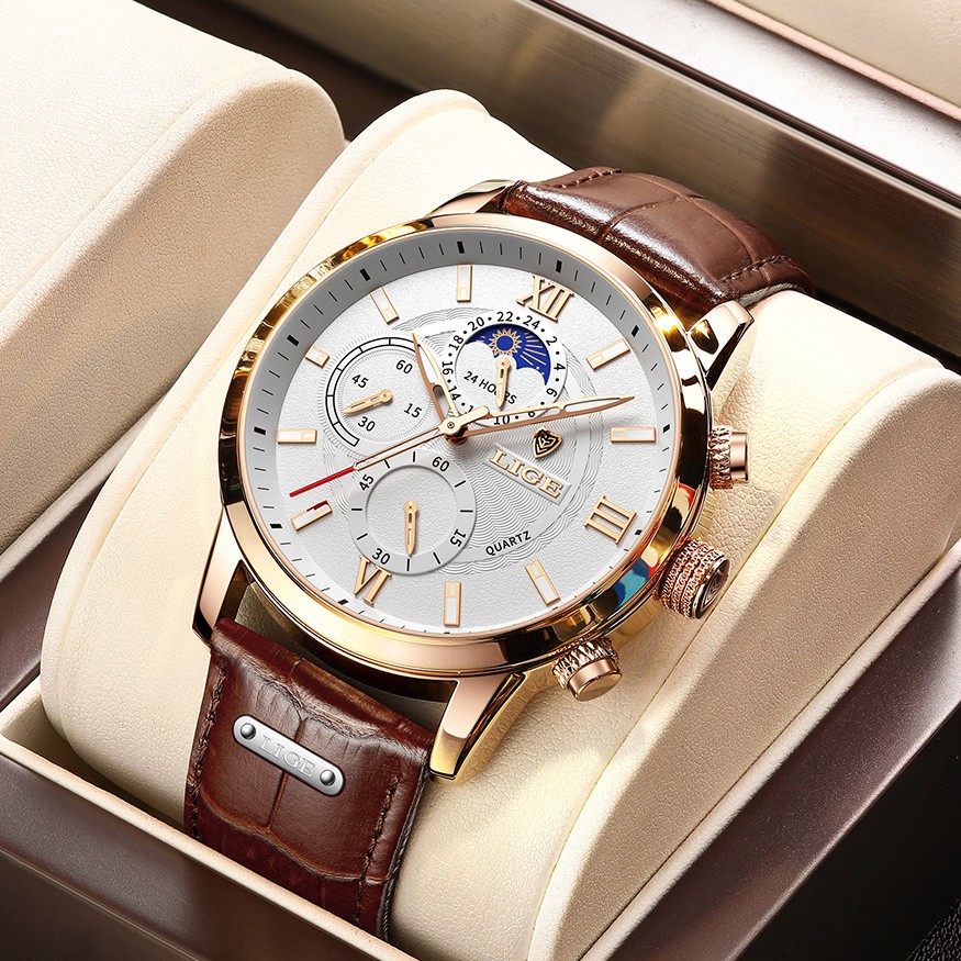LIGE Đồng Hồ Quartz Chống Thấm Nước, Kiểu Dáng Thời Trang Cho Nam