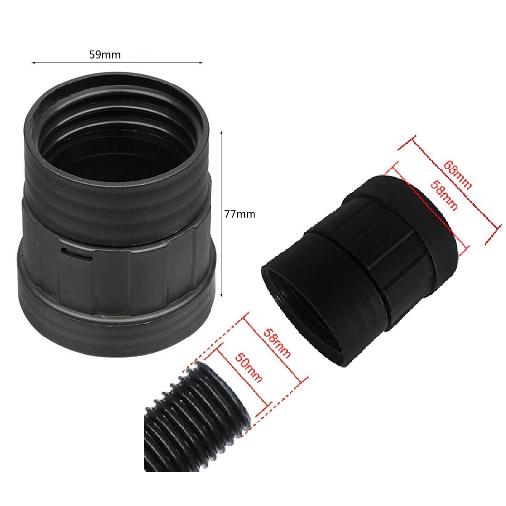 Đầu nối măng sông ren trong / khớp nối  ống hút bụi các cỡ 32-38mm, 40-48mm, 50-58mm
