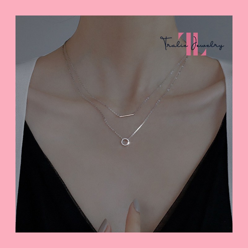 Dây chuyền bạc nữ 925 Tralie Jewelry double layers, vòng cổ nữ kép cá tính