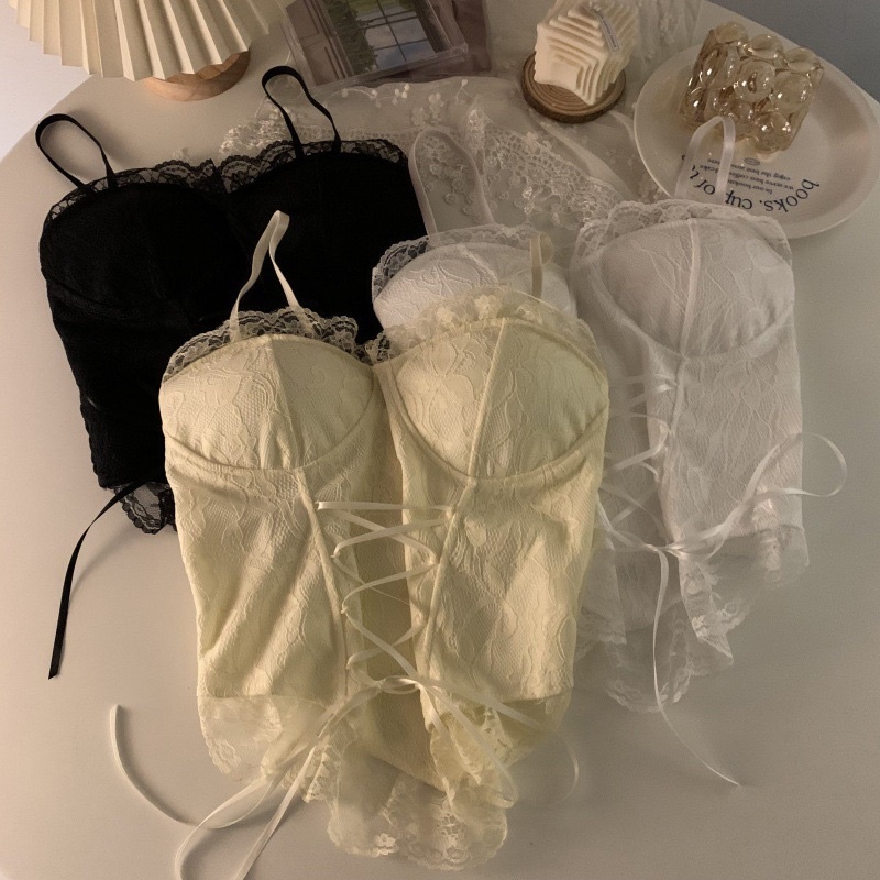 áo bra Ren phối nơ ngực, Áo corset dây rút công chúa đồ ngủ sexy cosplay xuyên thấu gợi cảm cho nữ quyến rũ