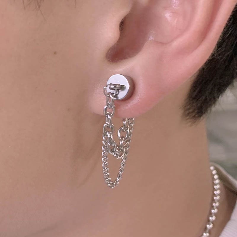 1 Khuyên tai chuỗi phong cách hiphop không cần xỏ lỗ