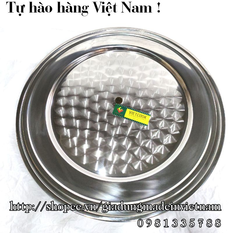 [VIETCOOK OFFICIAL] Mâm tròn inox, mâm cơm inox 304 Vietcook đủ size 40, 44, 48, 52, 56 cm