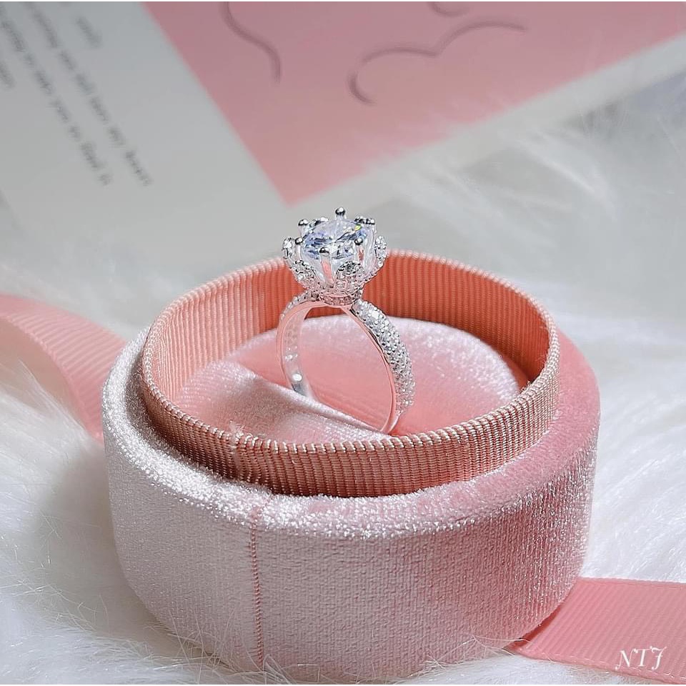 Nhẫn nữ bạc thật gắn đá siêu xinh hàng dày dặn sang chảnh - Kho sỉ bạc Nhất Linh