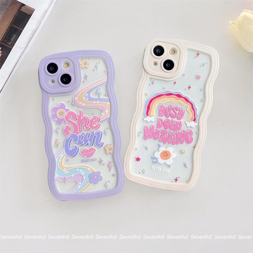 Ốp Điện Thoại Mềm Họa Tiết Hoa Cầu Vồng Đơn Giản Cho iPhone 14 13 12 11 Pro Max X XR Xs Max 8 7 6 6s Plus SE 2020