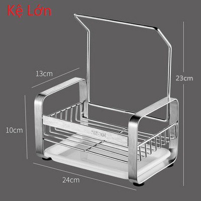 Kệ Đựng Đồ Rửa Chén , Khay Đựng Giẻ Rửa Chén , Chai Dầu Rửa Bát  INOX304 Cao Cấp Có Giá Treo Khăn Lau