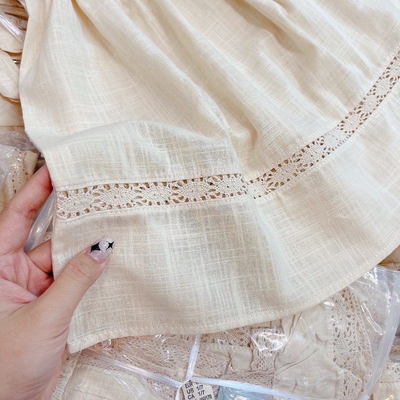 Váy Za.ra Linen bé gái nơ cánh tiên