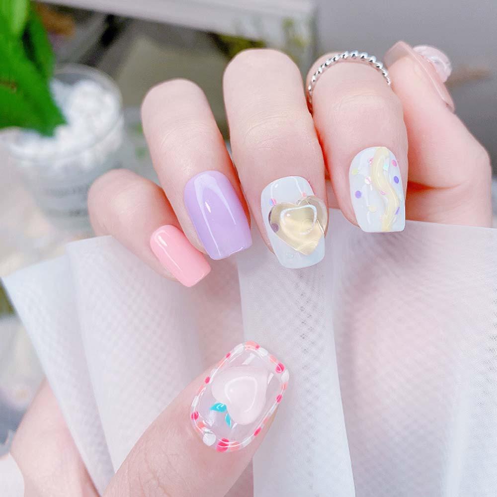 [Hàng mới về] Hạt 3d trang trí móng tay nghệ thuật thiết kế hình trái tim trong suốt phong cách Nhật Bản quyến rũ