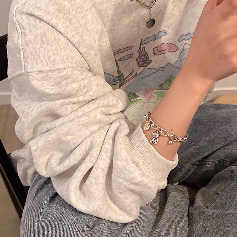 Vòng Tay Kim Loại Mặt Hình Chú Gấu Dễ Thương Dành Cho Nam Nữ Siêu hot , siêu chất