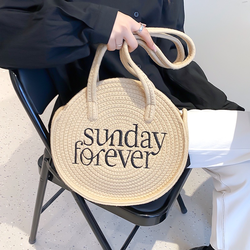 Túi cói đi biển nữ đeo vai tote Sunday Forever hot trend HATALO - TX14