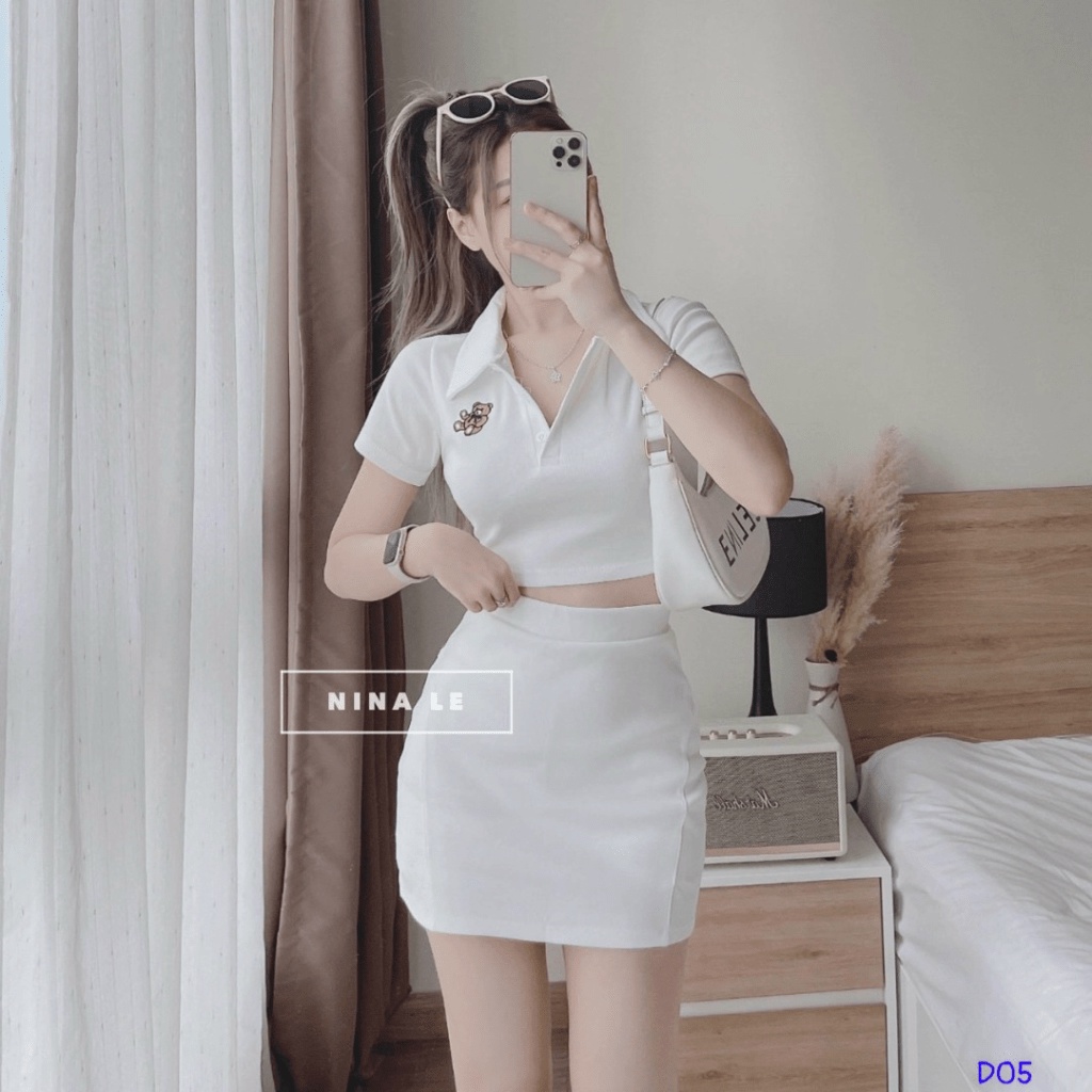 (Free Ship) SÉT BỘ VÁY PORIP GẤU THÊU SIÊU HACK DÁNG CỰC SANG TRỌNG UP Shop VLTN